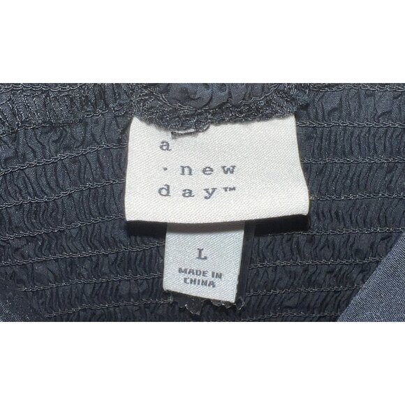 A New Day Black Sleeveless Midi Dress Size L Made In China 100% Cotton - Picture 3 of 3